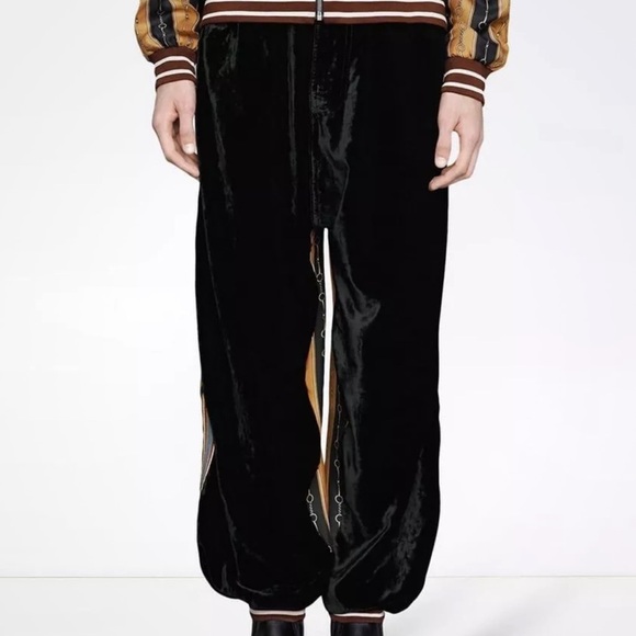 Gucci velvet/silk Horsebit joggers. NEW - Picture 2 of 13